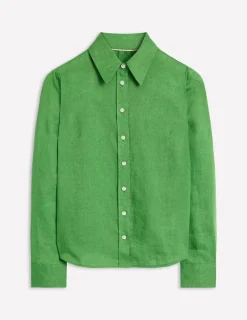 Shirts | Tops & Blouses-Boden Sienna Linen Shirt-Paradise Green ParadiseGreen