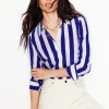 Tops & Blouses | Shirts-Boden Sienna Silk Shirt-Bright Blue Wide Stripe BrightBlueWideStripe