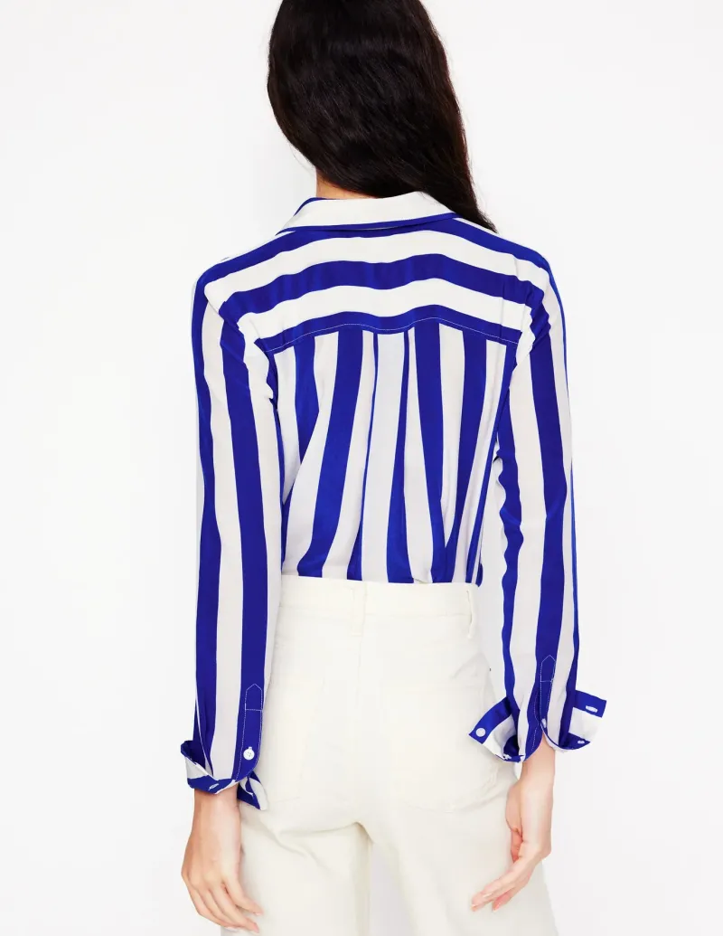 Tops & Blouses | Shirts-Boden Sienna Silk Shirt-Bright Blue Wide Stripe BrightBlueWideStripe