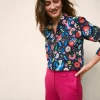 Tops & Blouses | Shirts-Boden Sienna Silk Shirt-French Navy, Decorative Garden FrenchNavy,DecorativeGarden