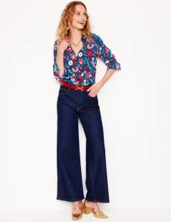Tops & Blouses | Shirts-Boden Sienna Silk Shirt-French Navy, Decorative Garden FrenchNavy,DecorativeGarden