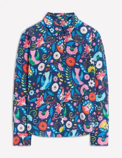 Tops & Blouses | Shirts-Boden Sienna Silk Shirt-French Navy, Decorative Garden FrenchNavy,DecorativeGarden