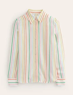 Shirts | Tops & Blouses-Boden Sienna Silk Shirt-Ivory, Multi Stripe Ivory,MultiStripe
