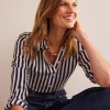 Shirts | Tops & Blouses-Boden Sienna Silk Shirt-Ivory, Navy Stripe Ivory,NavyStripe