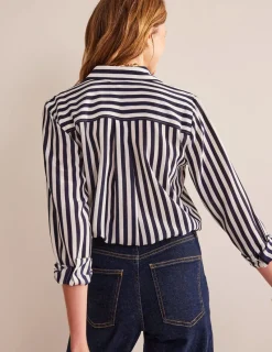 Shirts | Tops & Blouses-Boden Sienna Silk Shirt-Ivory, Navy Stripe Ivory,NavyStripe