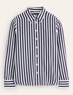 Shirts | Tops & Blouses-Boden Sienna Silk Shirt-Ivory, Navy Stripe Ivory,NavyStripe