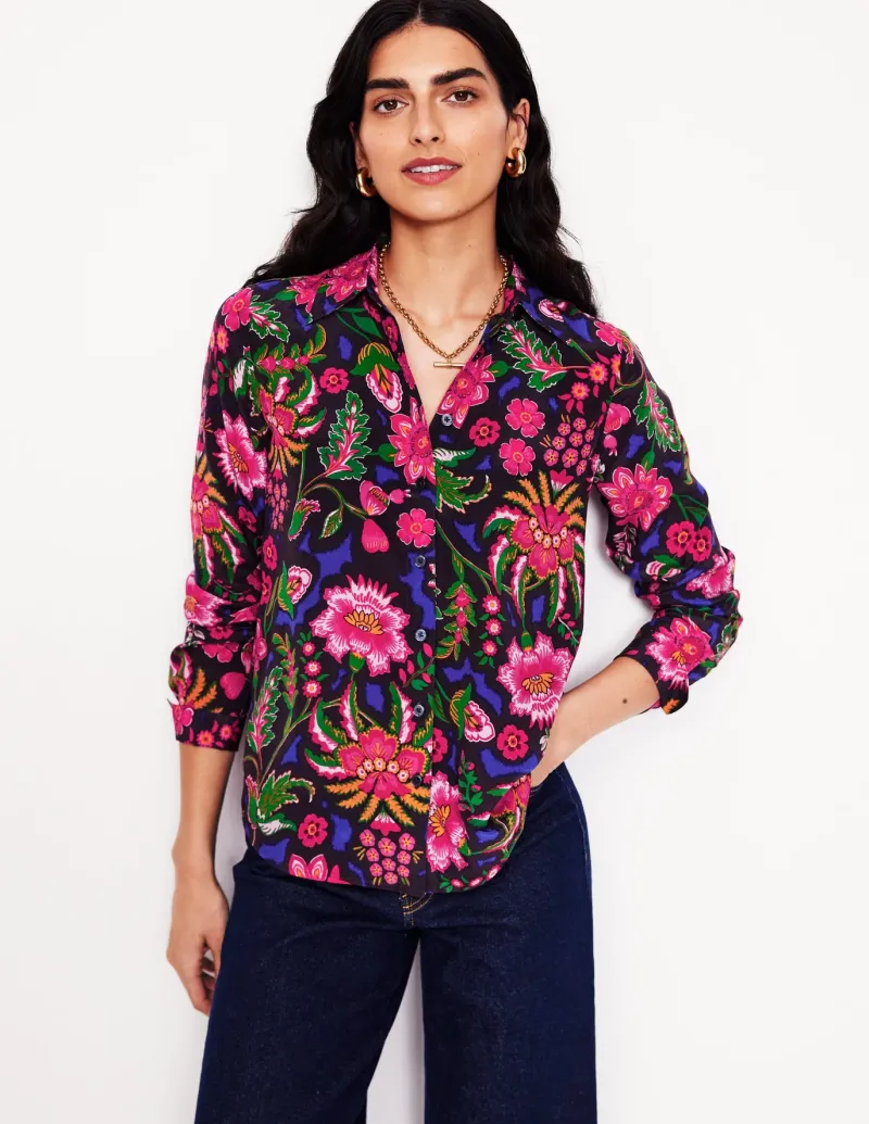Tops & Blouses | Shirts-Boden Sienna Silk Shirt-Multi, Blossom Flourish Multi,BlossomFlourish