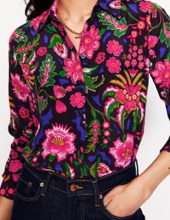 Tops & Blouses | Shirts-Boden Sienna Silk Shirt-Multi, Blossom Flourish Multi,BlossomFlourish