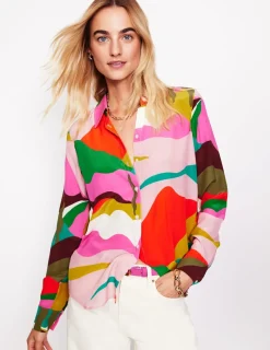 Tops & Blouses | Shirts-Boden Sienna Silk Shirt-Multi, Scenic Fall Multi,ScenicFall