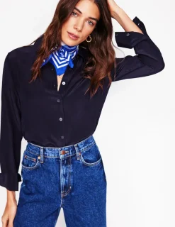 Tops & Blouses | Shirts-Boden Sienna Silk Shirt- Navy