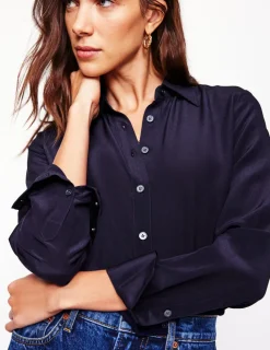 Tops & Blouses | Shirts-Boden Sienna Silk Shirt- Navy