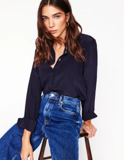 Tops & Blouses | Shirts-Boden Sienna Silk Shirt- Navy