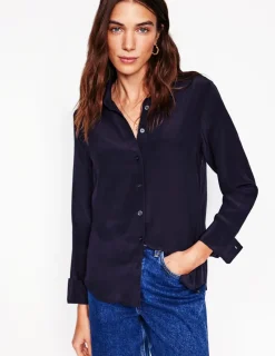 Tops & Blouses | Shirts-Boden Sienna Silk Shirt- Navy
