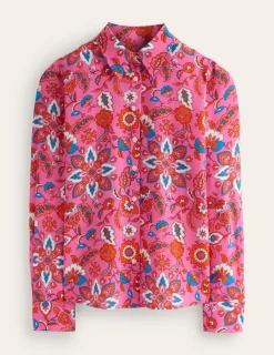 Tops & Blouses | Shirts-Boden Sienna Silk Shirt-Pink, Botanical Wave Pink,BotanicalWave