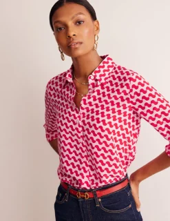 Tops & Blouses | Shirts-Boden Sienna Silk Shirt-Poppy Red, Terrace Swirl PoppyRed,TerraceSwirl