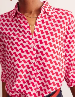 Tops & Blouses | Shirts-Boden Sienna Silk Shirt-Poppy Red, Terrace Swirl PoppyRed,TerraceSwirl
