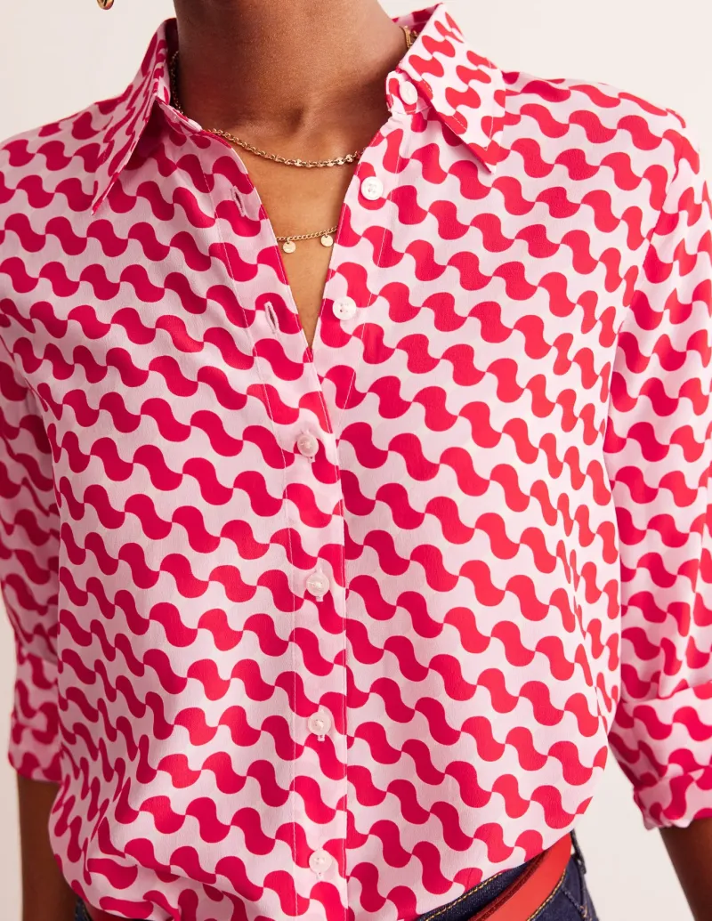 Tops & Blouses | Shirts-Boden Sienna Silk Shirt-Poppy Red, Terrace Swirl PoppyRed,TerraceSwirl