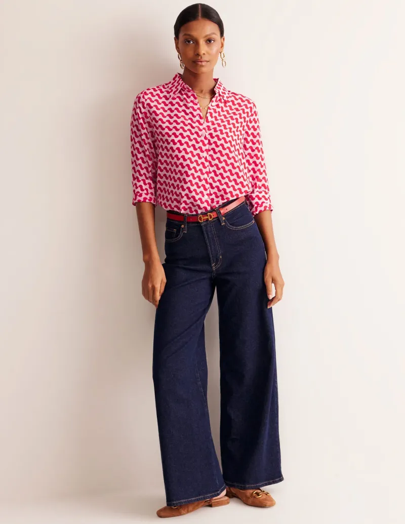 Tops & Blouses | Shirts-Boden Sienna Silk Shirt-Poppy Red, Terrace Swirl PoppyRed,TerraceSwirl