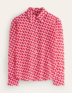 Tops & Blouses | Shirts-Boden Sienna Silk Shirt-Poppy Red, Terrace Swirl PoppyRed,TerraceSwirl