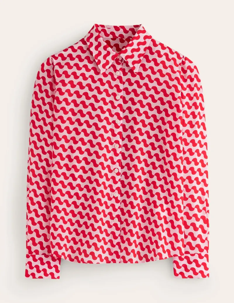 Tops & Blouses | Shirts-Boden Sienna Silk Shirt-Poppy Red, Terrace Swirl PoppyRed,TerraceSwirl