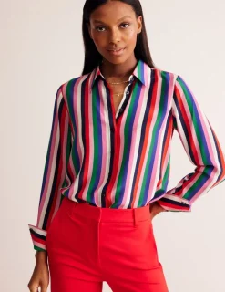 Tops & Blouses | Shirts-Boden Sienna Silk Shirt-Rainbow Stripe RainbowStripe