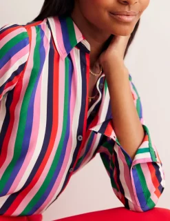 Tops & Blouses | Shirts-Boden Sienna Silk Shirt-Rainbow Stripe RainbowStripe