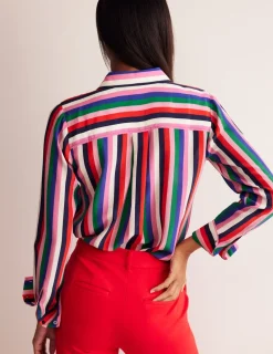 Tops & Blouses | Shirts-Boden Sienna Silk Shirt-Rainbow Stripe RainbowStripe