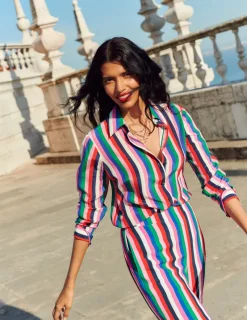 Tops & Blouses | Shirts-Boden Sienna Silk Shirt-Rainbow Stripe RainbowStripe