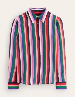 Tops & Blouses | Shirts-Boden Sienna Silk Shirt-Rainbow Stripe RainbowStripe