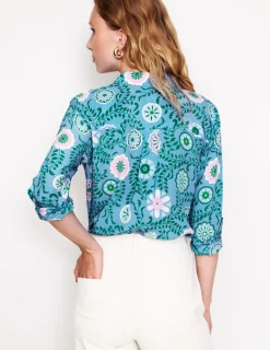 Tops & Blouses | Shirts-Boden Sienna Silk Shirt-Vintage Blue, Meadow Vine VintageBlue,MeadowVine