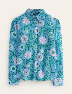 Tops & Blouses | Shirts-Boden Sienna Silk Shirt-Vintage Blue, Meadow Vine VintageBlue,MeadowVine