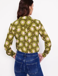 Tops & Blouses | Shirts-Boden Sienna Silk Shirt-Woodland Green, Celestial WoodlandGreen,Celestial