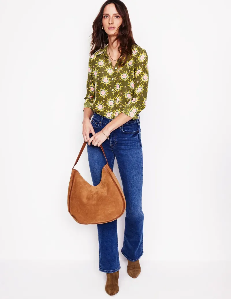 Tops & Blouses | Shirts-Boden Sienna Silk Shirt-Woodland Green, Celestial WoodlandGreen,Celestial