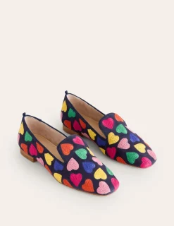Loafers | Flats-Boden Slipper Cut Loafer-Multi Navy Hearts MultiNavyHearts