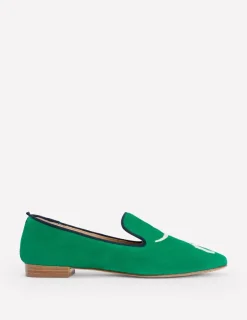 Flats | Loafers-Boden Slipper Cut Loafer-Rich Emerald, Dog RichEmerald,Dog
