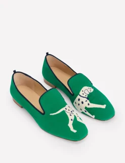 Flats | Loafers-Boden Slipper Cut Loafer-Rich Emerald, Dog RichEmerald,Dog