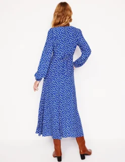 Dresses & Jumpsuits | Midi-Boden Smocked Button Tea Dress-Bright Blue, Abstract Dot BrightBlue,AbstractDot