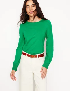 T-Shirts & Tanks | Tops & Blouses-Boden Smocked Cuff Supersoft Top-Rich Emerald RichEmerald