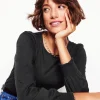 T-Shirts & Tanks | Tops & Blouses-Boden Smocked Cuff Supersoft Top- Black