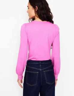 T-Shirts & Tanks | Tops & Blouses-Boden Smocked Cuff Supersoft Top-Tickled Pink TickledPink
