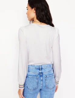 T-Shirts & Tanks | Tops & Blouses-Boden Smocked Cuff Supersoft Top- White