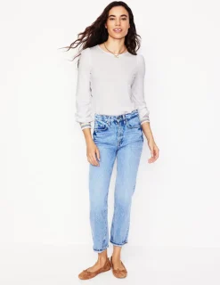 T-Shirts & Tanks | Tops & Blouses-Boden Smocked Cuff Supersoft Top- White