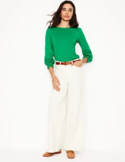 T-Shirts & Tanks | Tops & Blouses-Boden Smocked Cuff Supersoft Top-Rich Emerald RichEmerald