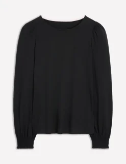 T-Shirts & Tanks | Tops & Blouses-Boden Smocked Cuff Supersoft Top- Black