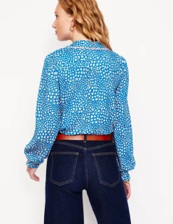 Shirts | T-Shirts & Tanks-Boden Smocked Jersey Shirt-Gallery Blue, Heart Cluster GalleryBlue,HeartCluster