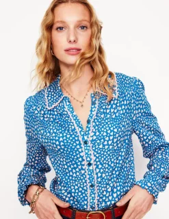 Shirts | T-Shirts & Tanks-Boden Smocked Jersey Shirt-Gallery Blue, Heart Cluster GalleryBlue,HeartCluster