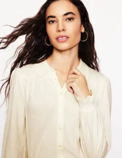 Shirts | T-Shirts & Tanks-Boden Smocked Jersey Shirt- Ivory