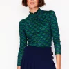 Tops & Blouses | T-Shirts & Tanks-Boden Smocked Neck Printed Top-Emerald, Lotus Stamp Emerald,LotusStamp