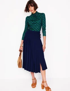 Tops & Blouses | T-Shirts & Tanks-Boden Smocked Neck Printed Top-Emerald, Lotus Stamp Emerald,LotusStamp