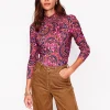 Tops & Blouses | T-Shirts & Tanks-Boden Smocked Neck Printed Top-Jam, Kaleidoscopic Paisley Jam,KaleidoscopicPaisley